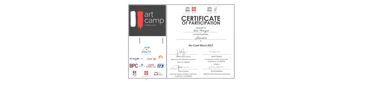 ART CAMP MALTA 2017 - získanie certifikátu za účasť maliara Petra Hargaša